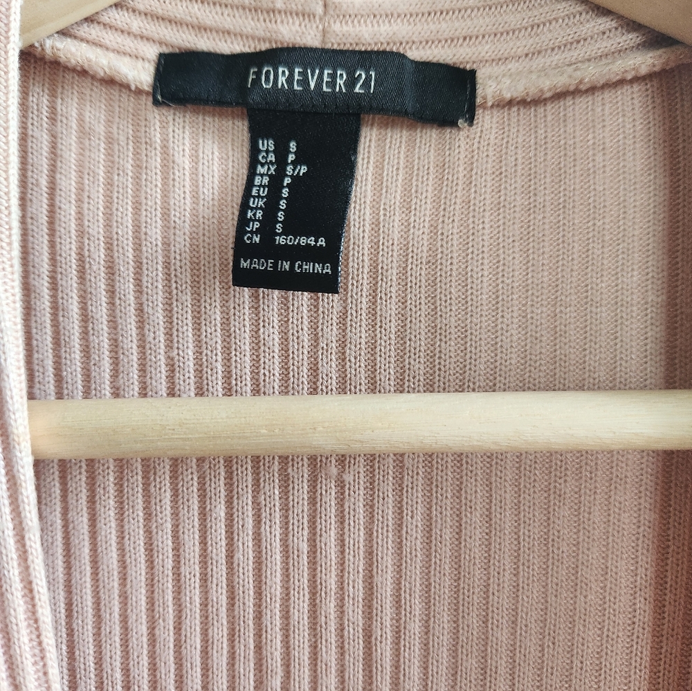 Cream Ribbed Long Cardigan - Picture 5 of 5
